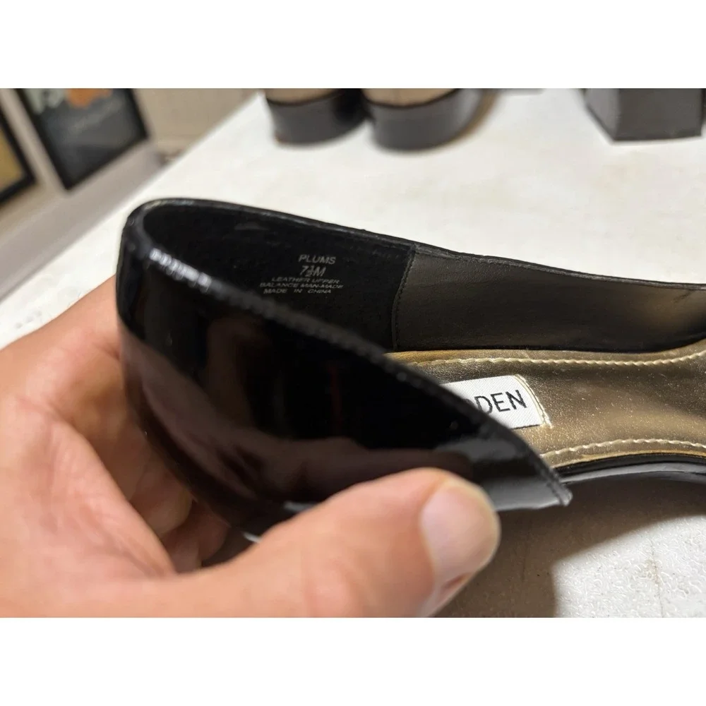 Steve Madden Vintage Pumps Black High Heels,‎ Size 7.5Open Toe, Leather
